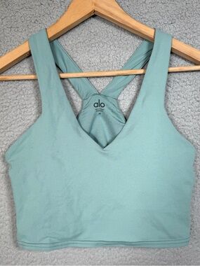 ALO Yoga Airbrush Real Bra Tank Teal Blue Size Medium Athleisure Workout